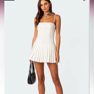 Edikted white pleated dress